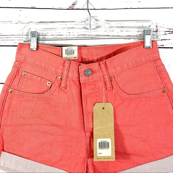Levis 501 Women’s Shorts Mid Rise Non Stretch Pink - Picture 3 of 11